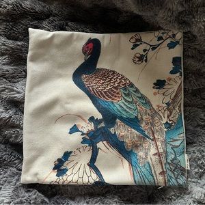Qing Dynasty pillow case canvas with bird detail